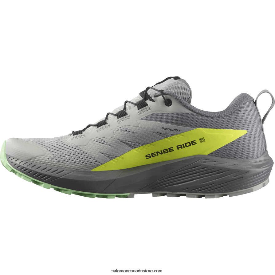 Men\'s Trail Running Shoes - Sense Ride 5 Salomon Alloy/Quiet Shade/Safety Yellow X6B4FZ1431