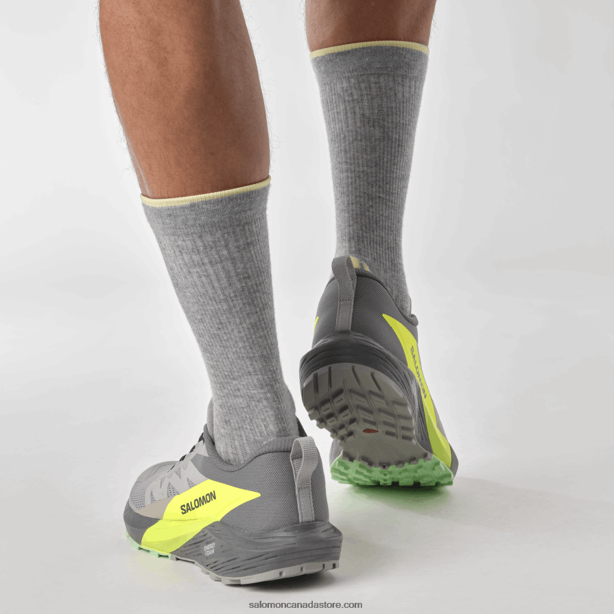 Men\'s Trail Running Shoes - Sense Ride 5 Salomon Alloy/Quiet Shade/Safety Yellow X6B4FZ1431