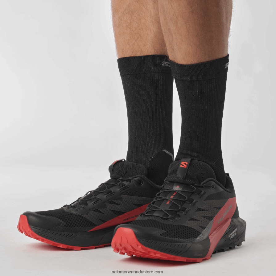 Men\'s Trail Running Shoes - Sense Ride 5 Salomon Black/Fiery Red X6B4FZ1432