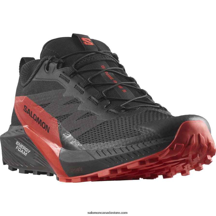 Men\'s Trail Running Shoes - Sense Ride 5 Salomon Black/Fiery Red X6B4FZ1432