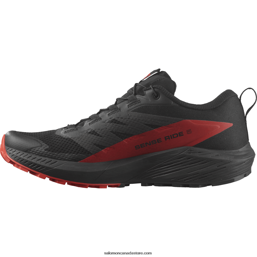 Men\'s Trail Running Shoes - Sense Ride 5 Salomon Black/Fiery Red X6B4FZ1432