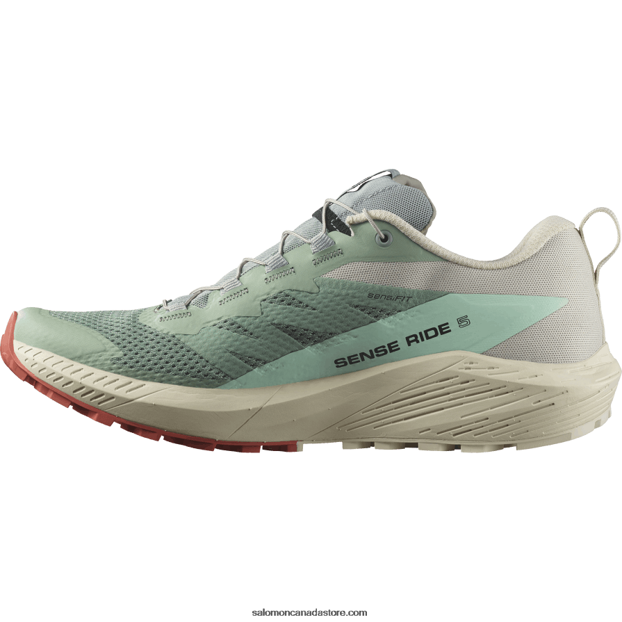 Men\'s Trail Running Shoes - Sense Ride 5 Salomon Lily Pad/Rainy Day/Bleached Aqua X6B4FZ1433
