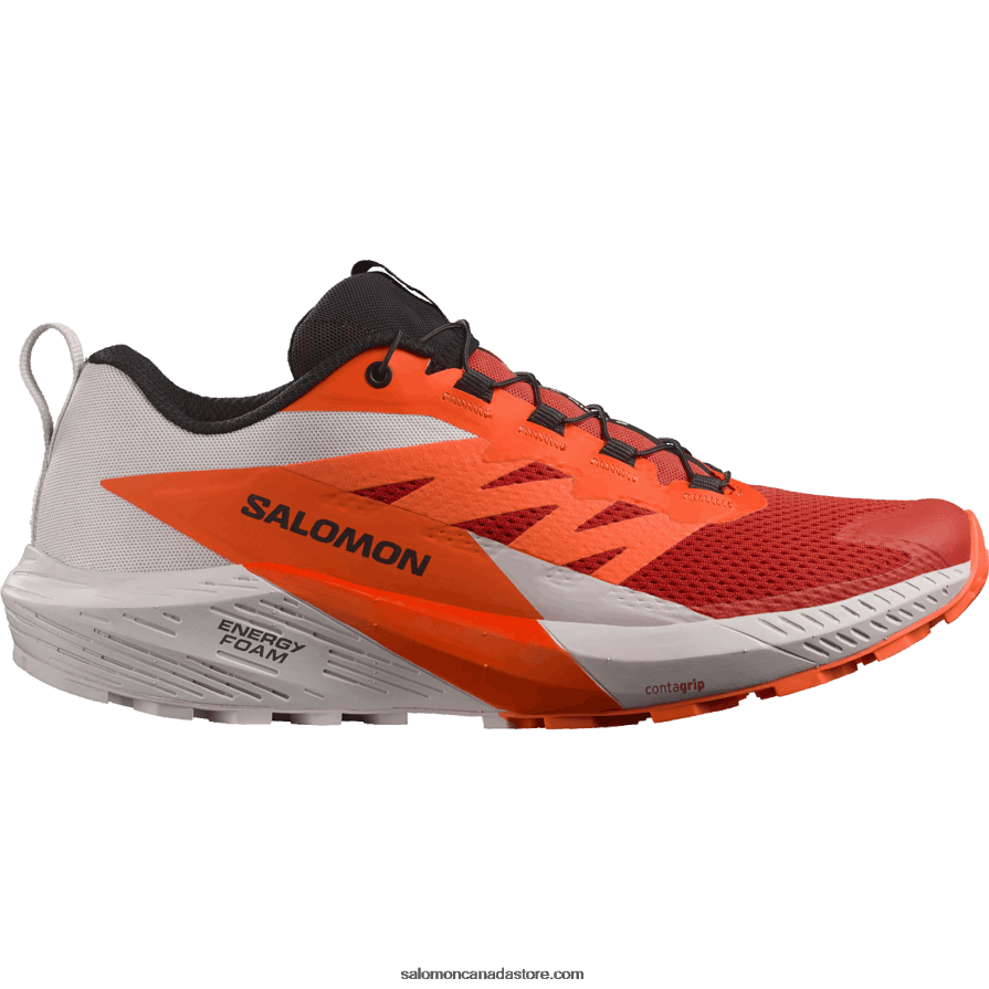 Men's Trail Running Shoes - Sense Ride 5 Salomon Lunar Rock/Shocking Orange/Fiery Red X6B4FZ1434