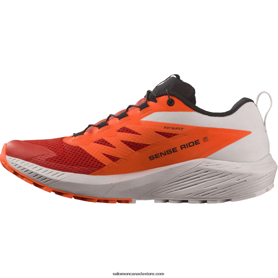 Men\'s Trail Running Shoes - Sense Ride 5 Salomon Lunar Rock/Shocking Orange/Fiery Red X6B4FZ1434
