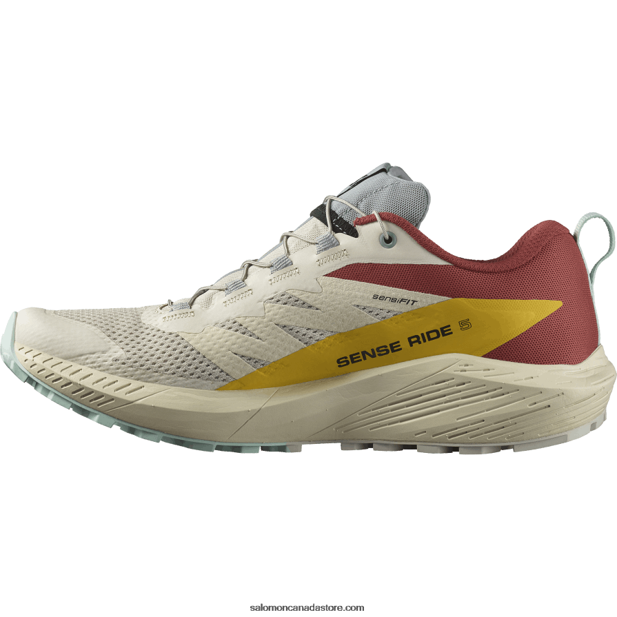 Men\'s Trail Running Shoes - Sense Ride 5 Salomon Rainy Day/Hot Sauce/Freesia X6B4FZ1435