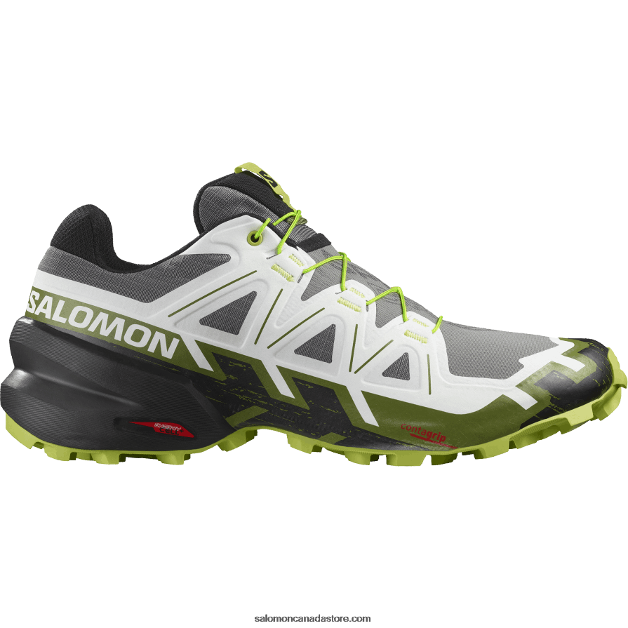 Men's Trail Running Shoes - Speedcross 6 Salomon Black/White/Acid Lime X6B4FZ1457