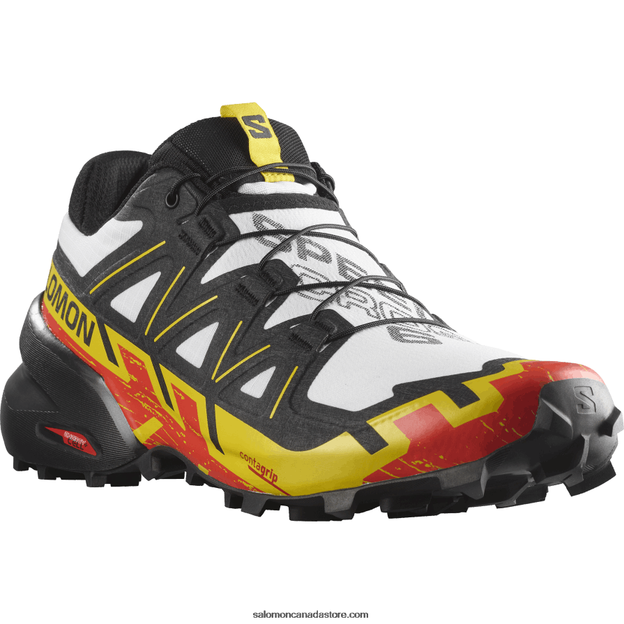 Men\'s Trail Running Shoes - Speedcross 6 Salomon White/Black/Empire Yellow X6B4FZ1451