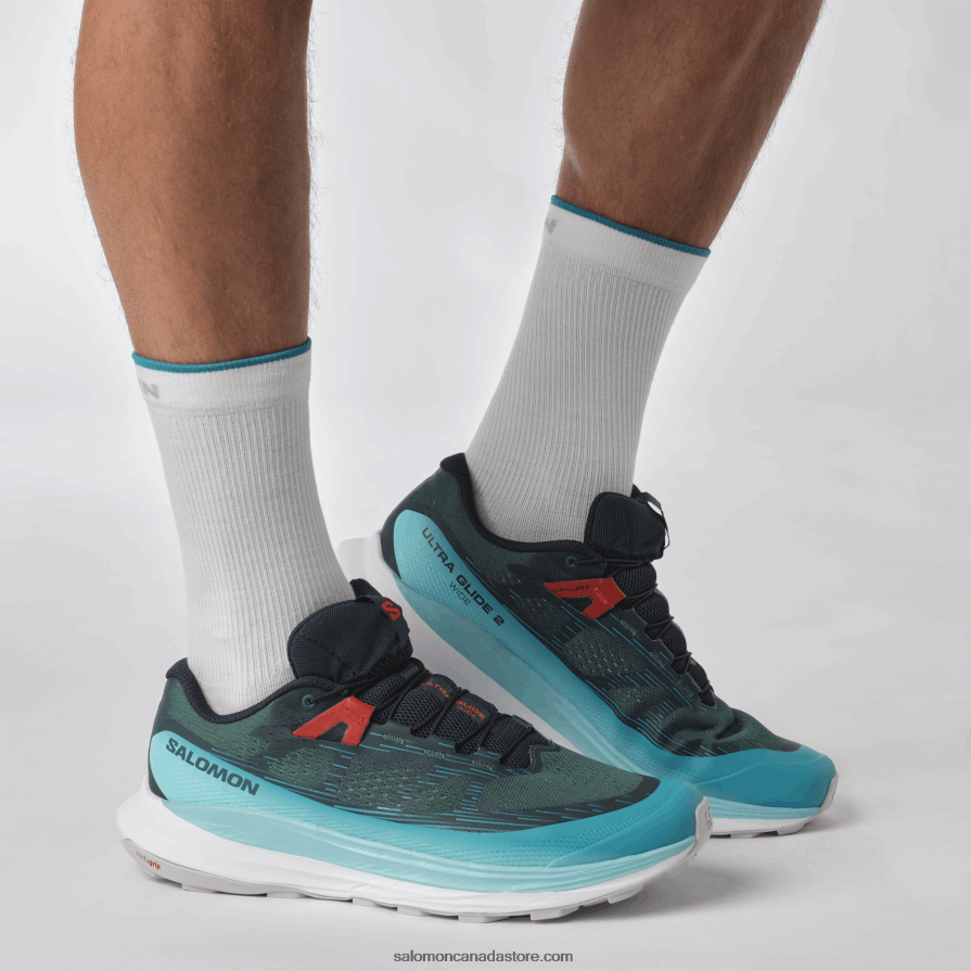 Men\'s Trail Running Shoes - Ultra Glide 2 Wide Salomon Atlantic Deep/Blue Radiance/Fiery Red X6B4FZ1469