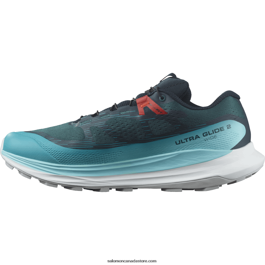Men\'s Trail Running Shoes - Ultra Glide 2 Wide Salomon Atlantic Deep/Blue Radiance/Fiery Red X6B4FZ1469