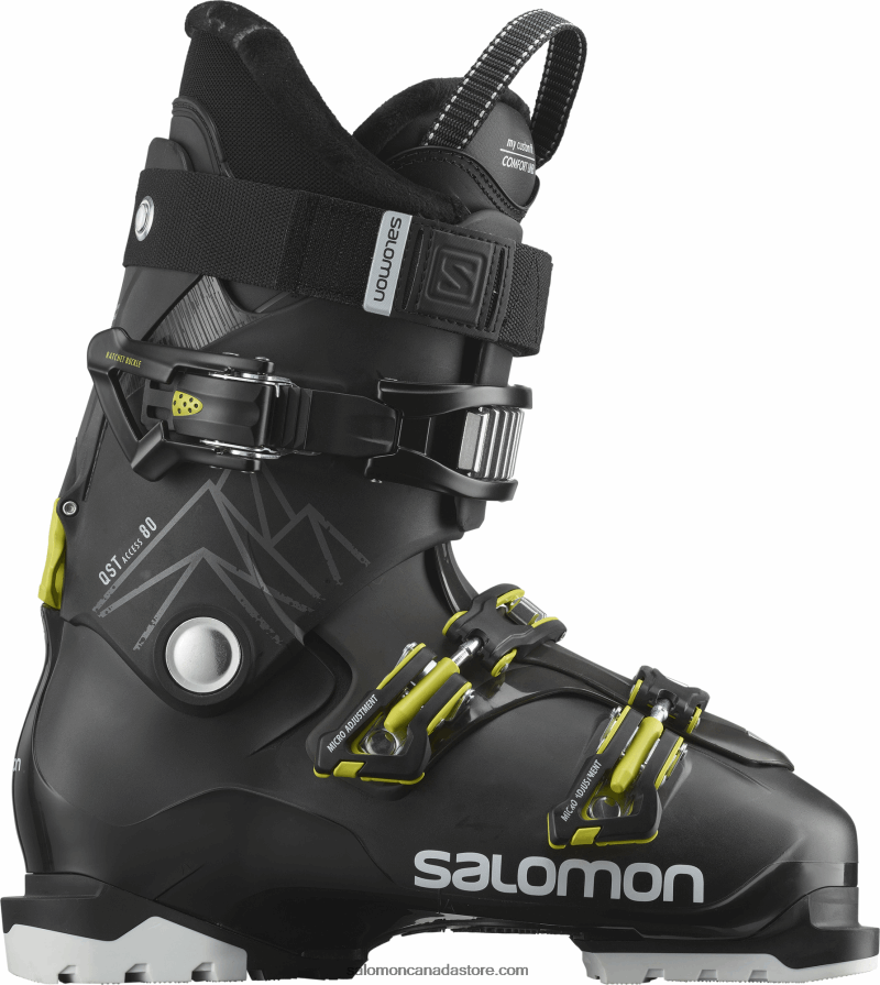 Men's All-Mountain Boots - Qst Access 80 Salomon Black/Beluga/Acid Green X6B4FZ1226