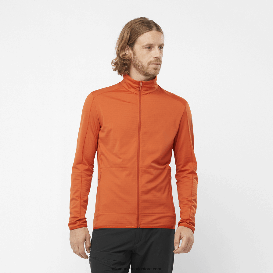 Men's Full Zip Midlayer Jacket - Essential Lightwarm Salomon Burnt Ochre X6B4FZ553