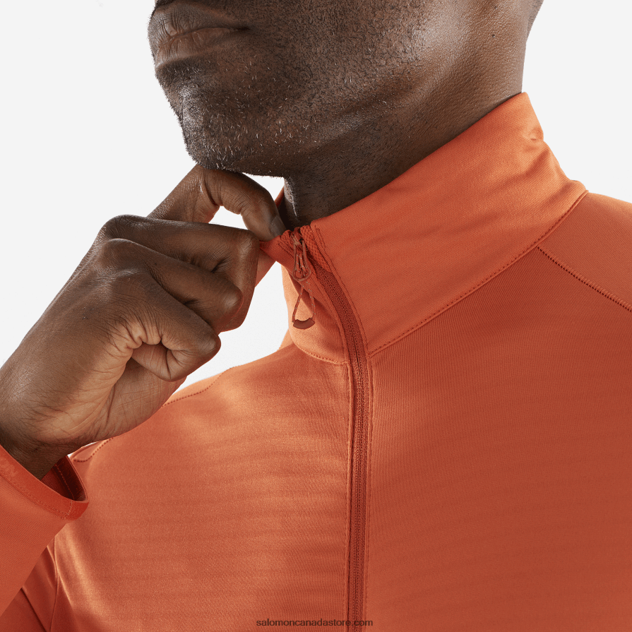 Men\'s Full Zip Midlayer Jacket - Essential Lightwarm Salomon Burnt Ochre X6B4FZ553