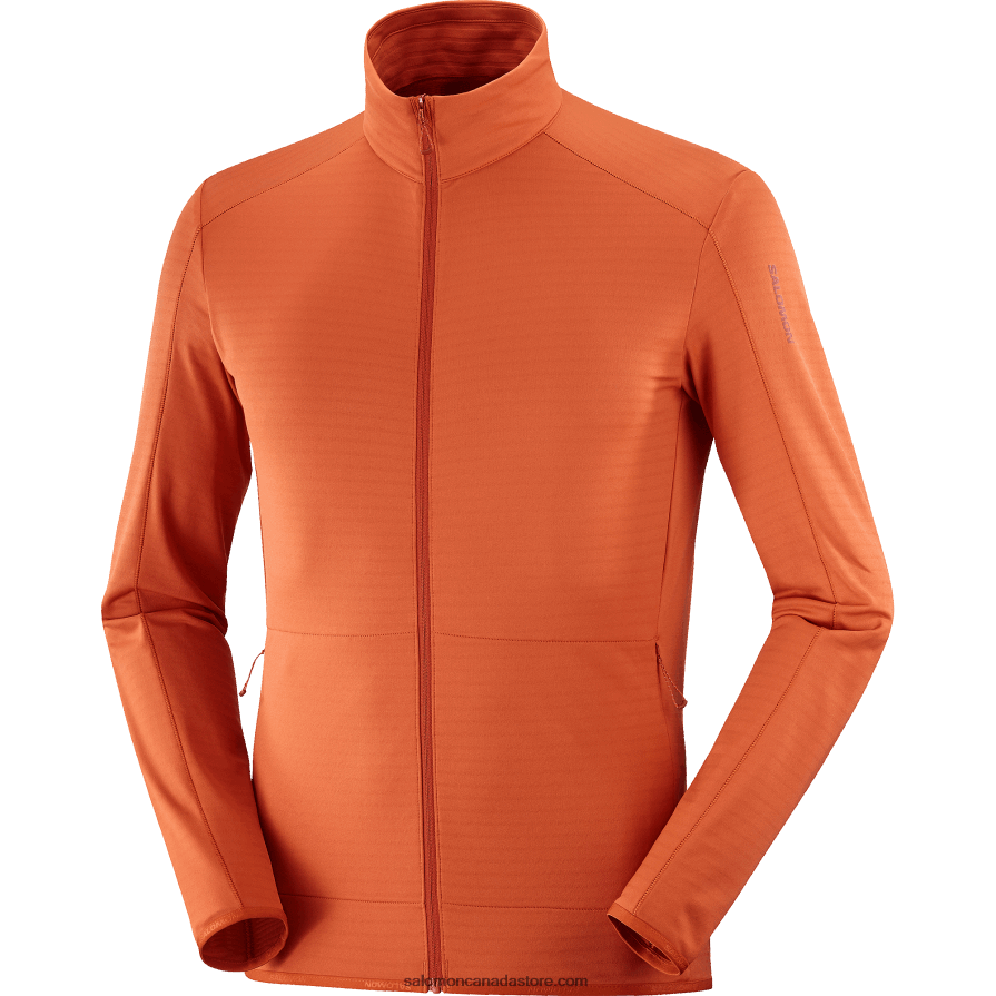 Men\'s Full Zip Midlayer Jacket - Essential Lightwarm Salomon Burnt Ochre X6B4FZ553