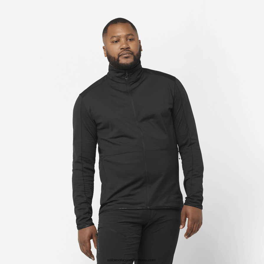 Men's Full Zip Midlayer Jacket - Essential Lightwarm Salomon Deep Black X6B4FZ556