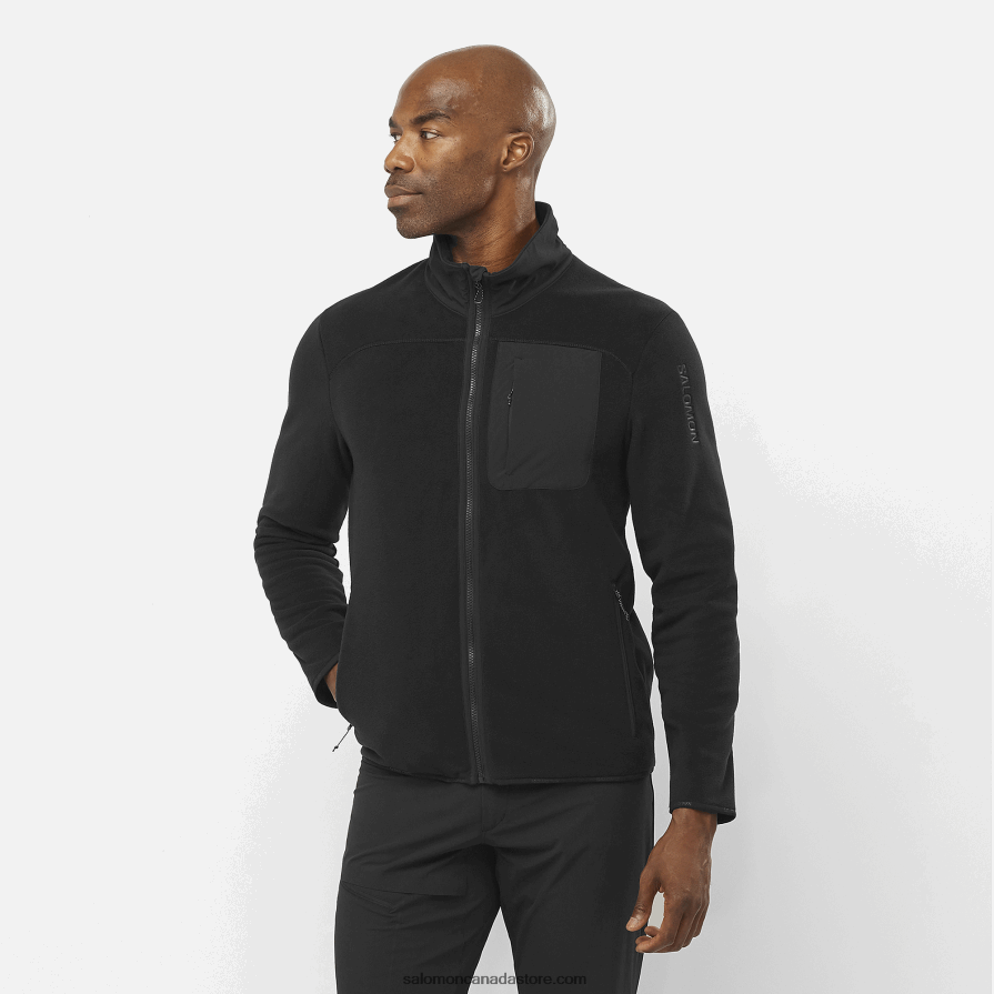 Men's Full Zip Midlayer Jacket - Outline Polartec Salomon Deep Black X6B4FZ535