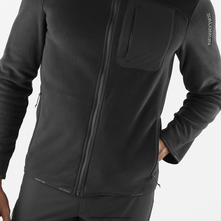 Men\'s Full Zip Midlayer Jacket - Outline Polartec Salomon Deep Black X6B4FZ535