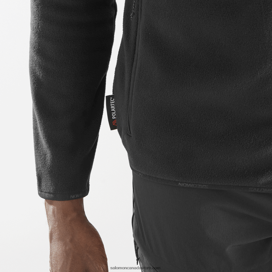 Men\'s Full Zip Midlayer Jacket - Outline Polartec Salomon Deep Black X6B4FZ535