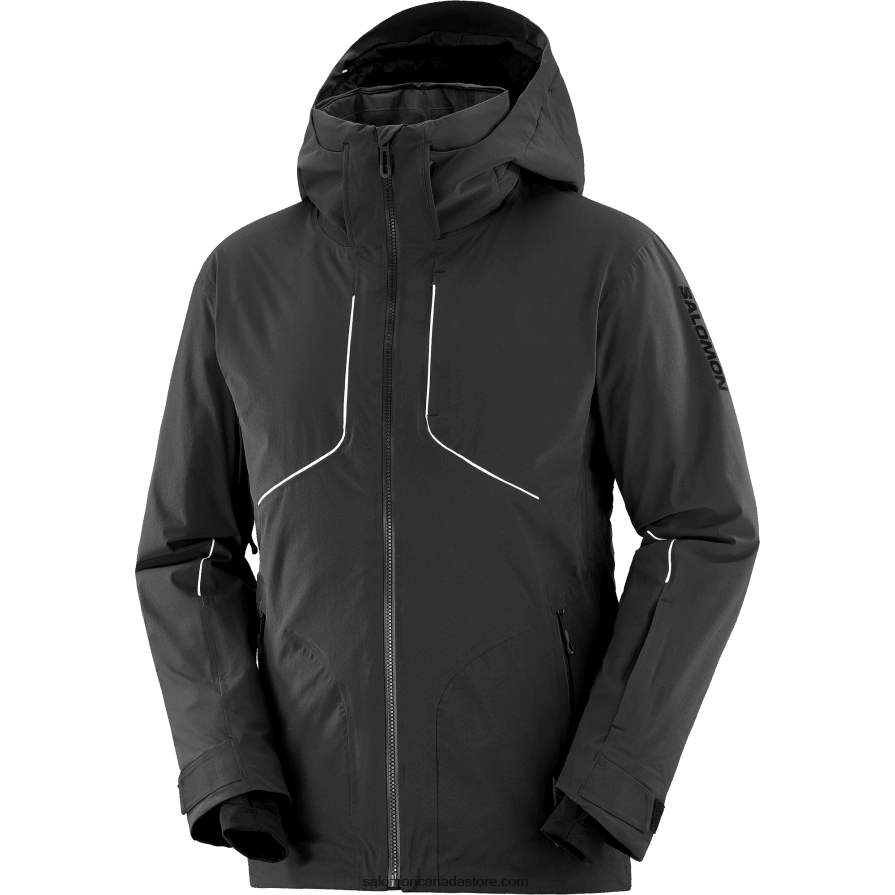 Men\'s Insulated Hooded Jacket - Brilliant Salomon Deep Black/White X6B4FZ543