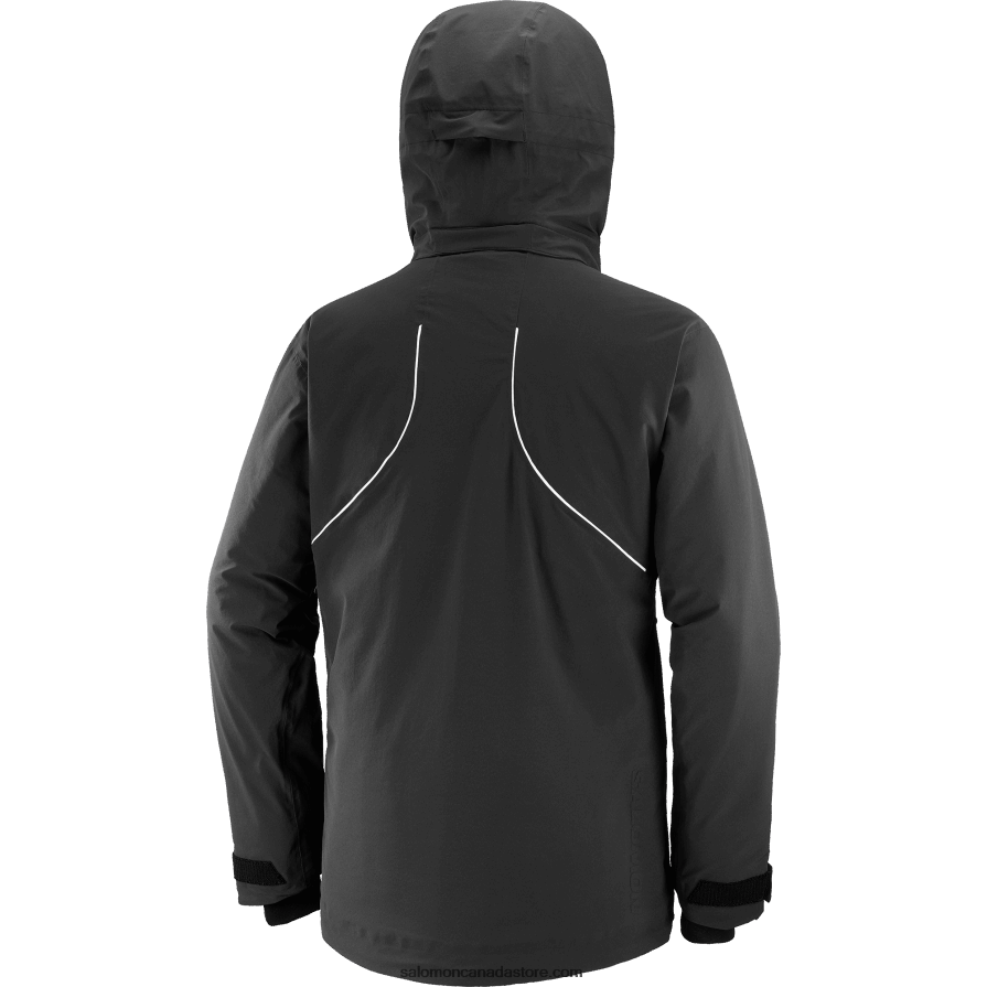 Men\'s Insulated Hooded Jacket - Brilliant Salomon Deep Black/White X6B4FZ543