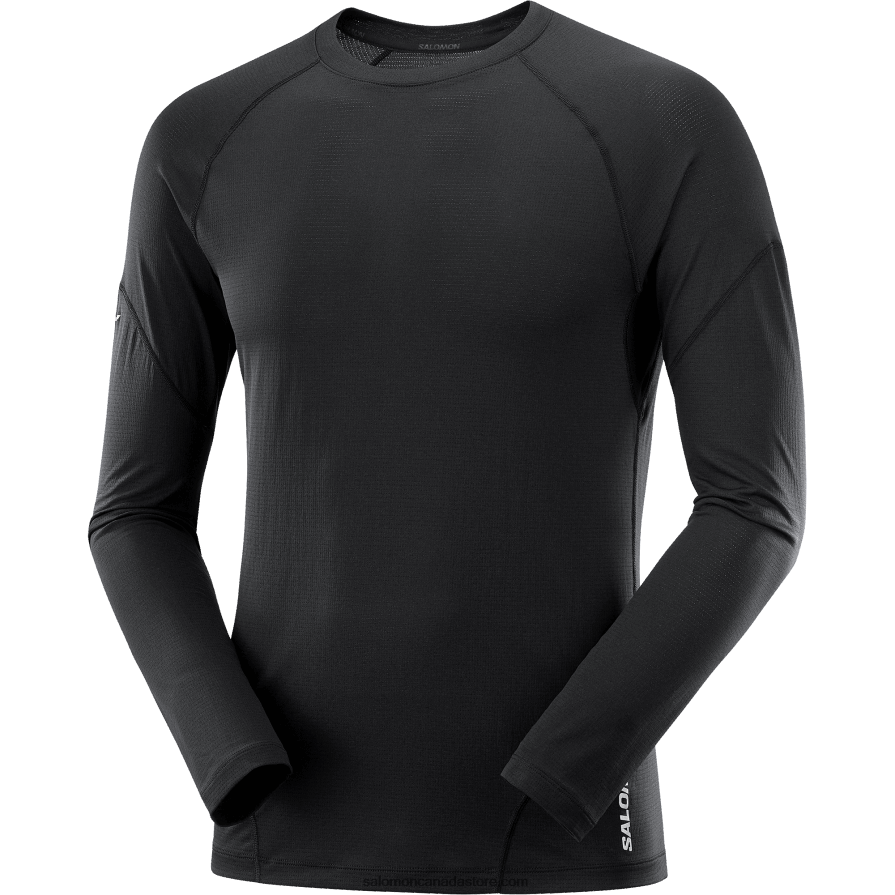 Men\'s Long Sleeve T-Shirt - Cross Run Salomon Deep Black X6B4FZ539