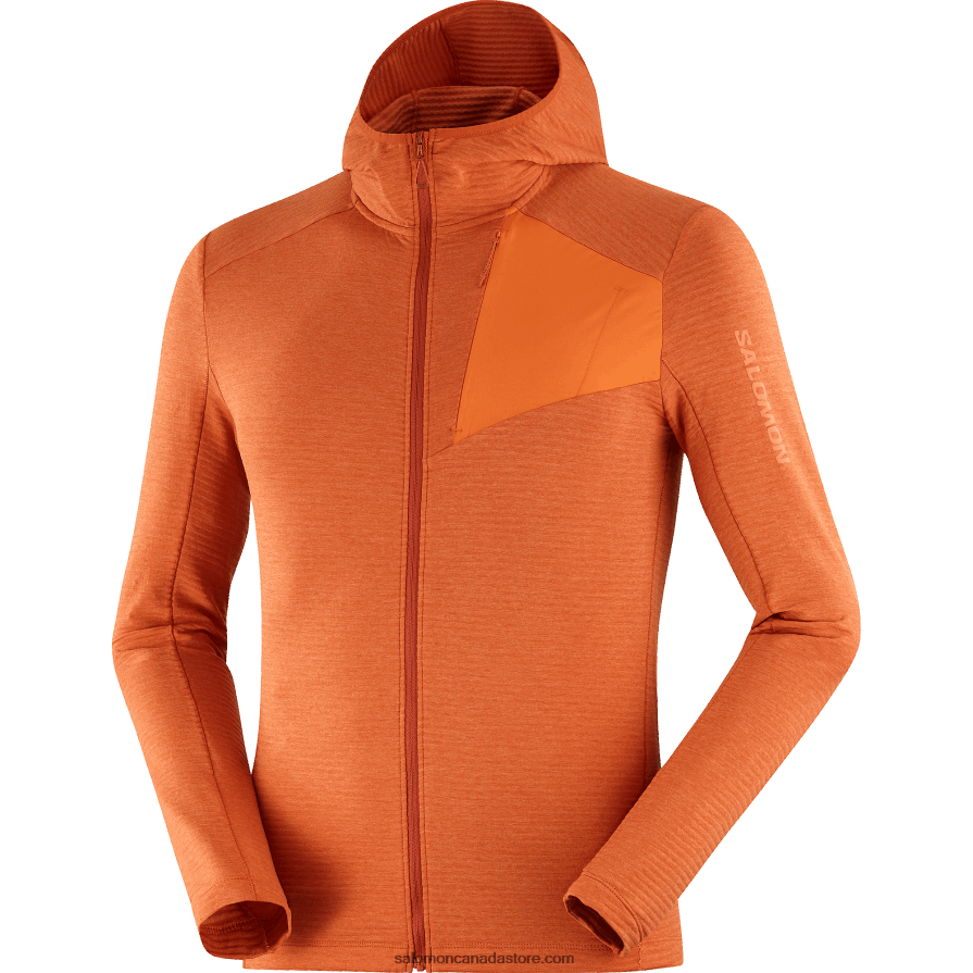 Men\'s Midlayer Jacket with hood - Essential Lightwarm Hooded Salomon Burnt Ochre/Scarlet Ibis X6B4FZ545
