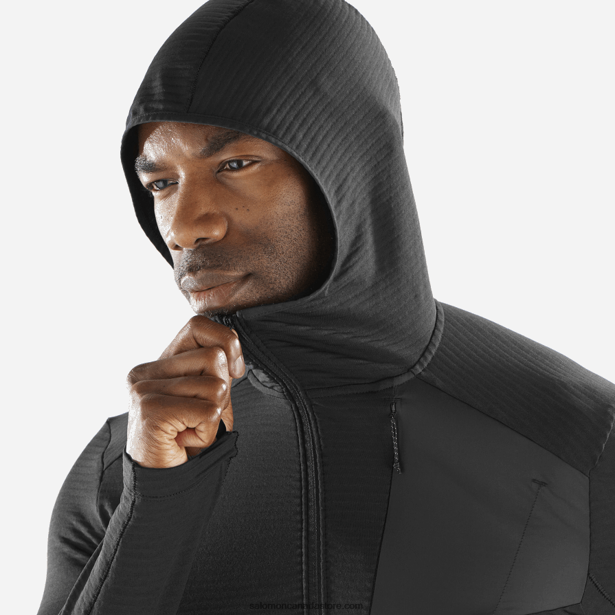 Men\'s Midlayer Jacket with hood - Essential Lightwarm Hooded Salomon Deep Black X6B4FZ546