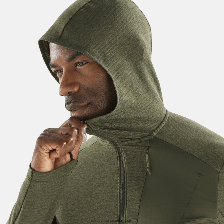 Men\'s Midlayer Jacket with hood - Essential Lightwarm Hooded Salomon Grape Leaf/Forest Night X6B4FZ544