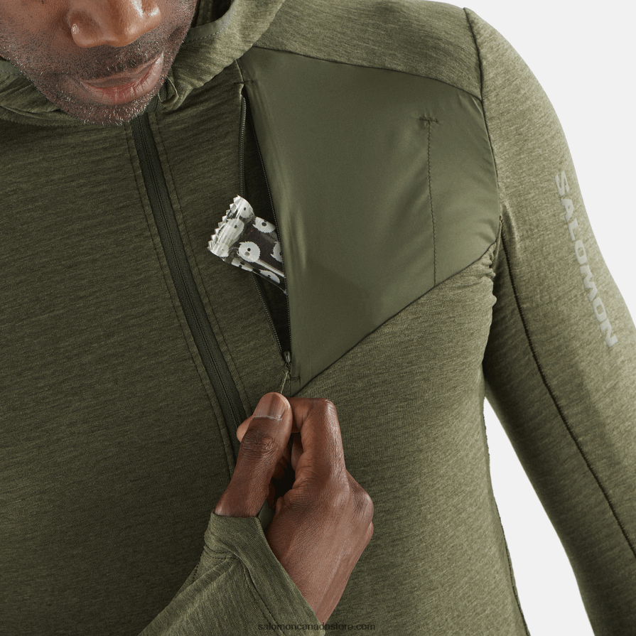 Men\'s Midlayer Jacket with hood - Essential Lightwarm Hooded Salomon Grape Leaf/Forest Night X6B4FZ544