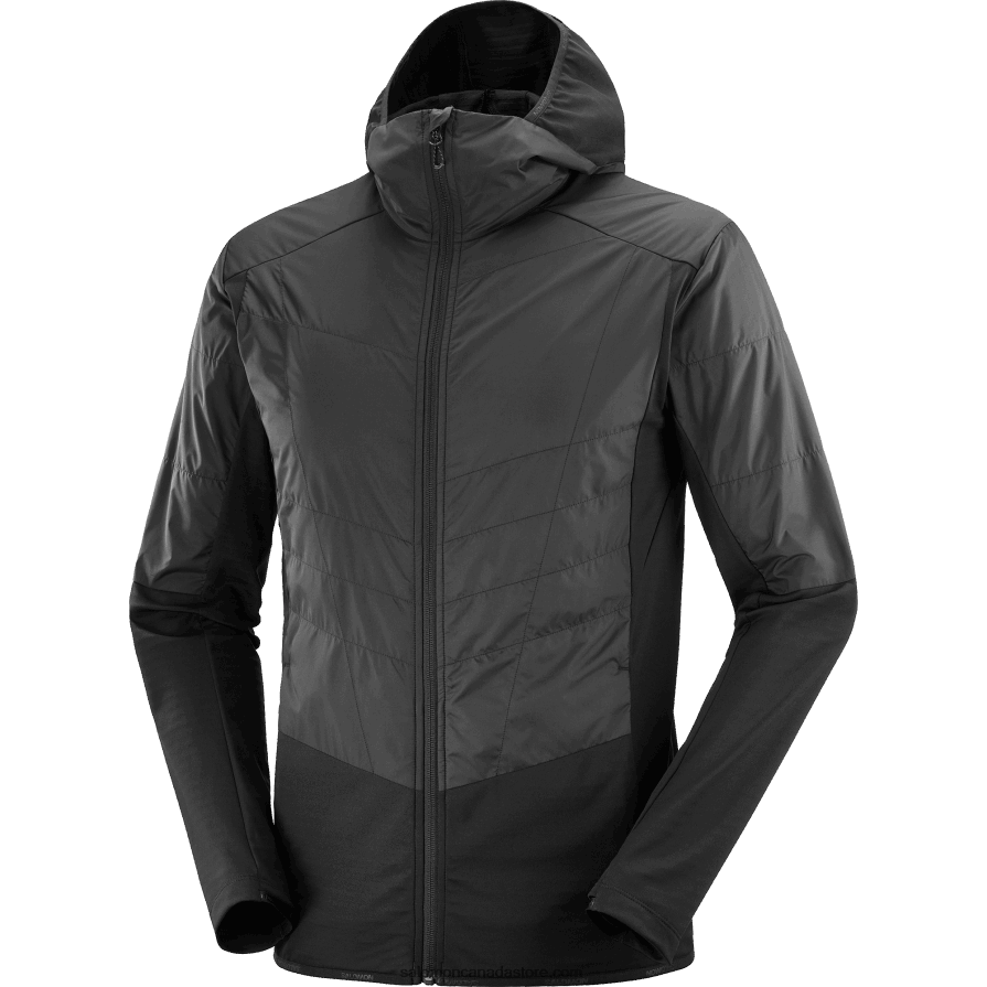 Men\'s Midlayer Jacket with hood - Outline All Season Hybrid Salomon Deep Black X6B4FZ559