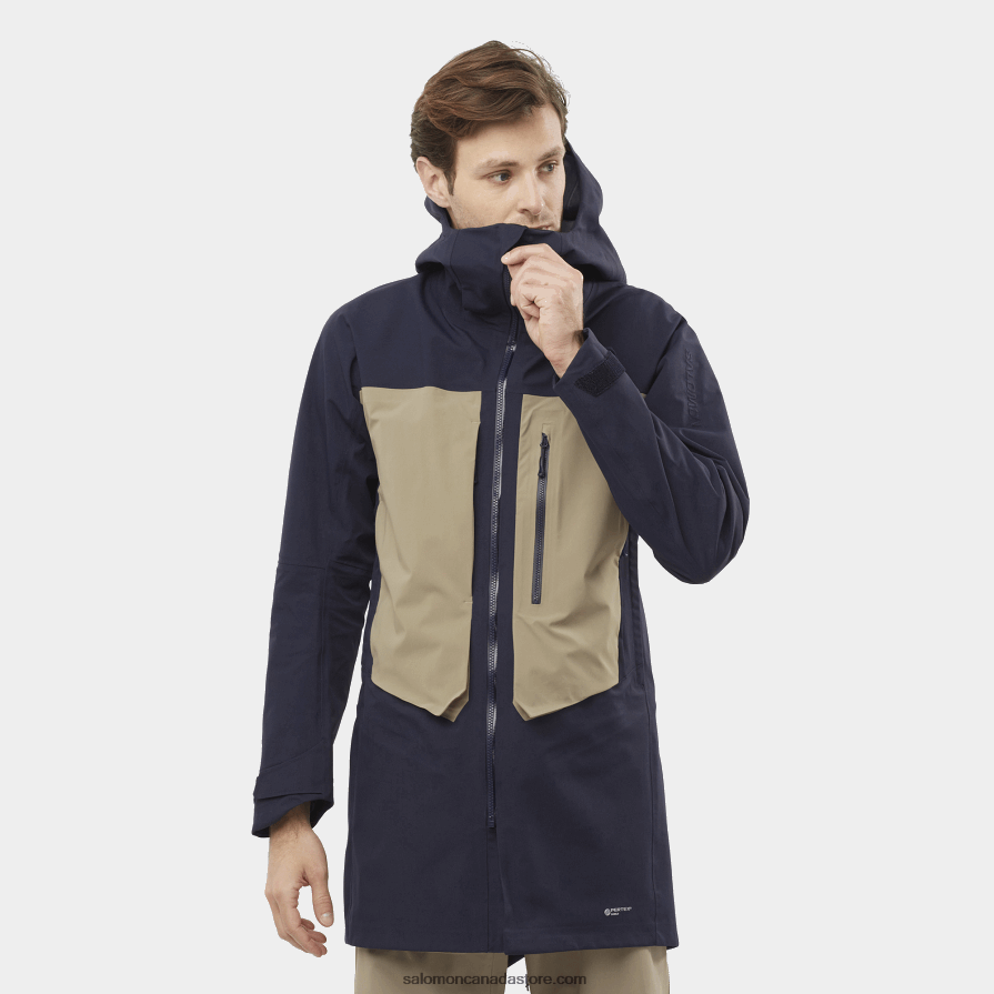 Men\'s Shell Jacket - Stance 3L Long Salomon Night Sky/Roasted Cashew X6B4FZ551