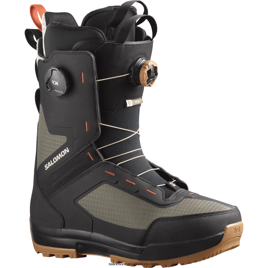 Men\'s Snowboard Boots - Echo Dual Boa Wide Salomon Army Green-X/Black/Rainy Day X6B4FZ592