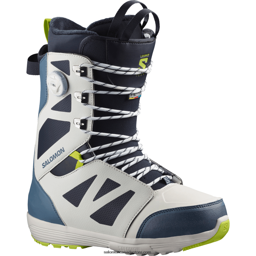 Men's Snowboard Boots - Launch Lace Sj Boa Team Salomon Nimbus Cloud/China Blue/Acid Lime X6B4FZ591
