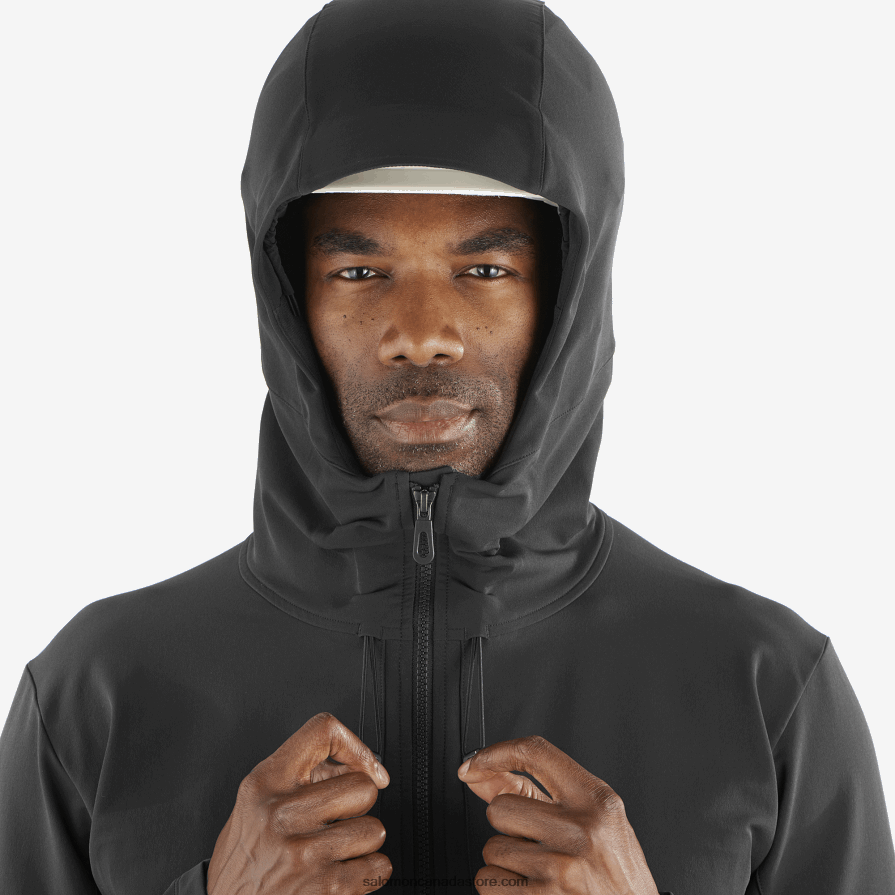 Men\'s Full Zip Midlayer Jacket - Outpeak Softshell Salomon Deep Black X6B4FZ1108