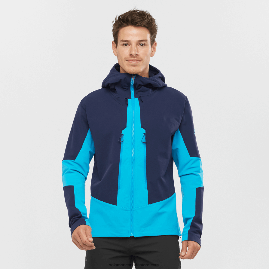 Men's Full Zip Midlayer Jacket - Outpeak Softshell Salomon Night Sky/Barrier Reef X6B4FZ1109