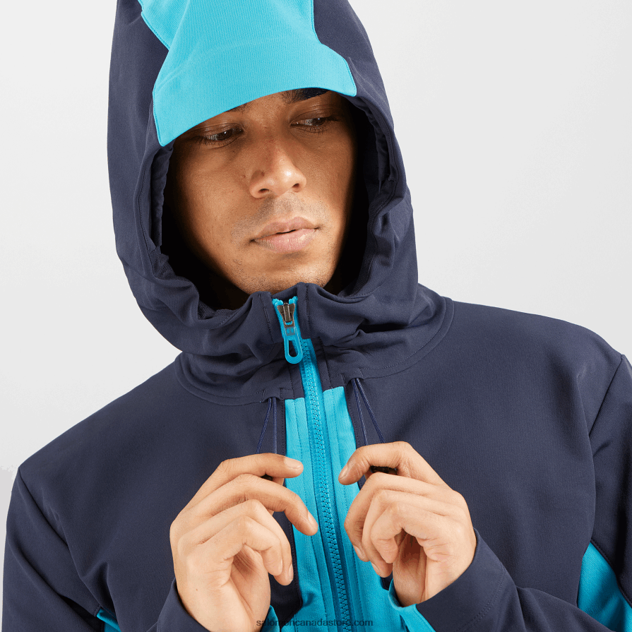 Men\'s Full Zip Midlayer Jacket - Outpeak Softshell Salomon Night Sky/Barrier Reef X6B4FZ1109