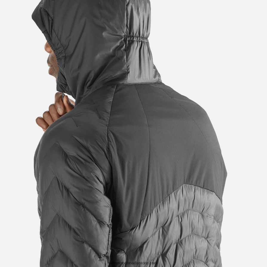 Men\'s Insulated Hooded Jacket - Outline Primaloft Salomon Deep Black X6B4FZ1087