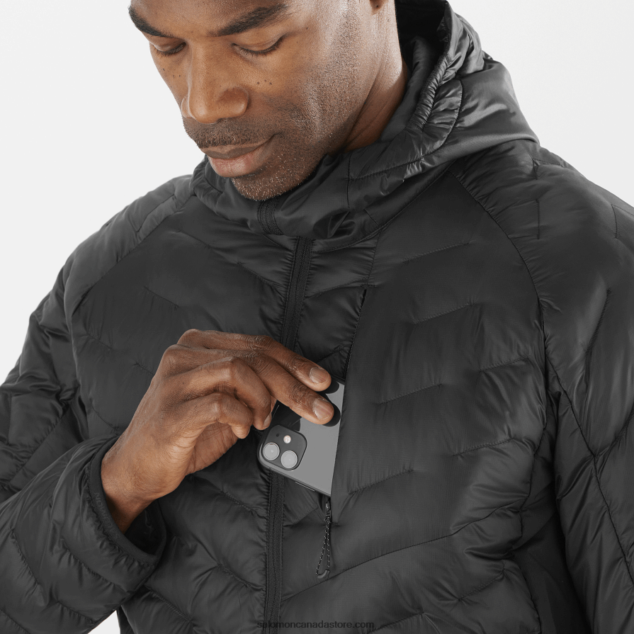 Men\'s Insulated Hooded Jacket - Outline Primaloft Salomon Deep Black X6B4FZ1087