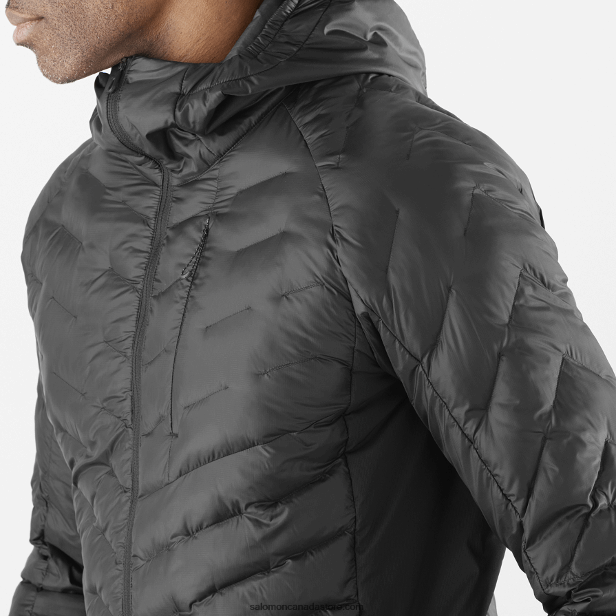 Men\'s Insulated Hooded Jacket - Outline Primaloft Salomon Deep Black X6B4FZ1087