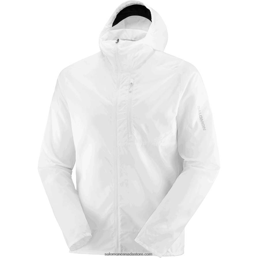 Men\'s Wind Jacket Hoodie - Bonatti Cross Wind Salomon White X6B4FZ1098