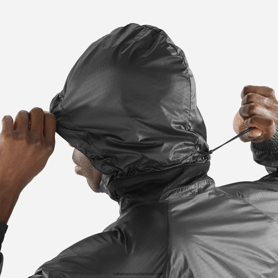 Men\'s Wind Jacket Hoodie - Equipe Salomon Deep Black X6B4FZ1086