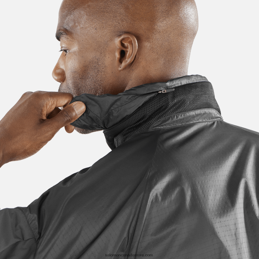 Men\'s Wind Jacket Hoodie - Equipe Salomon Deep Black X6B4FZ1086