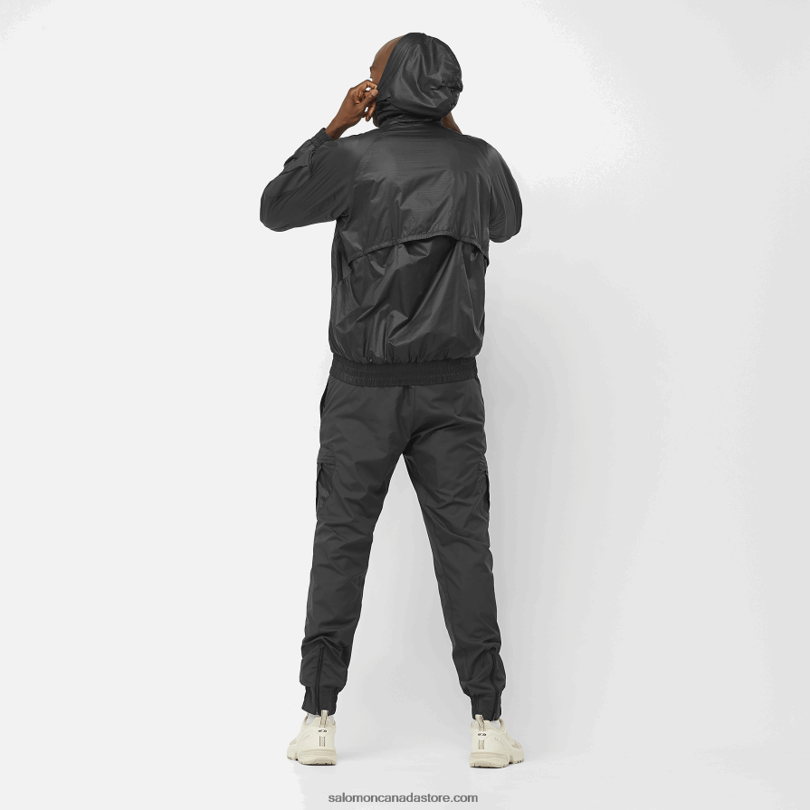 Men\'s Wind Jacket Hoodie - Equipe Salomon Deep Black X6B4FZ1086