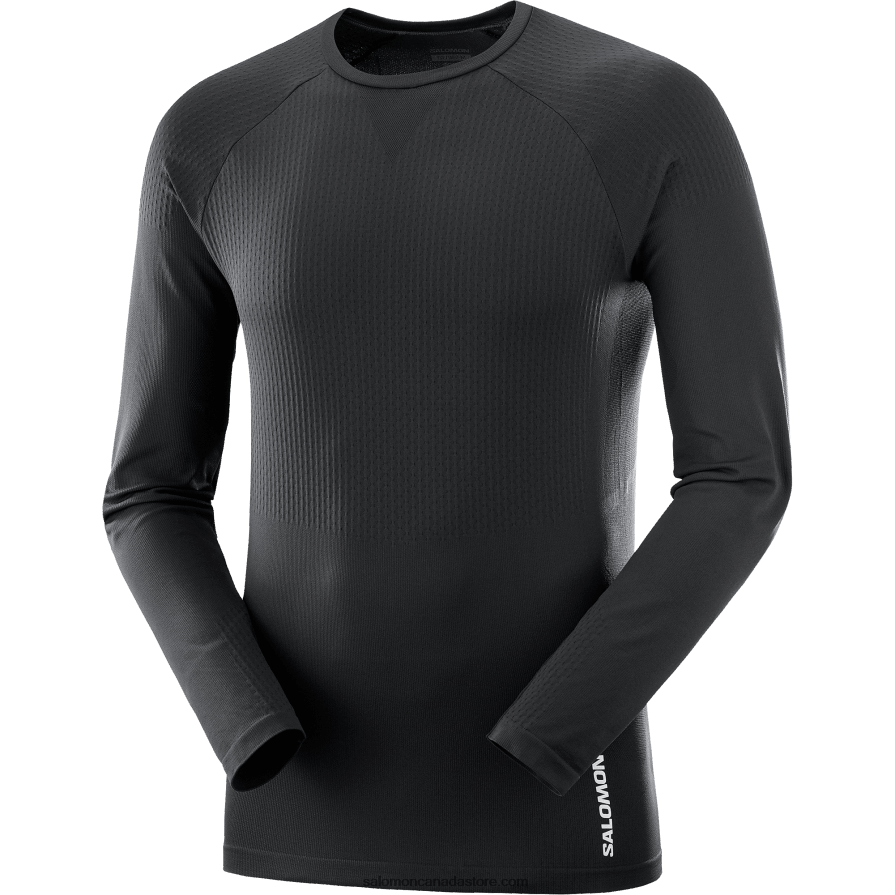 Men\'s Long Sleeve T-Shirt - Sense Aero Seamless Salomon Deep Black X6B4FZ230