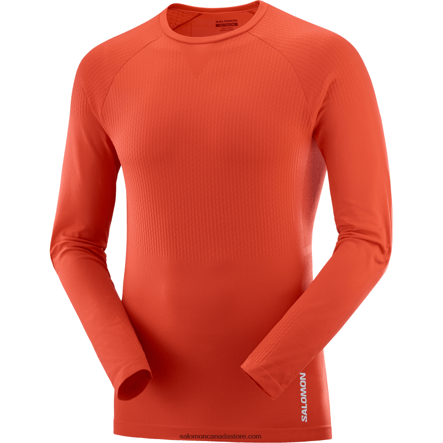 Men\'s Long Sleeve T-Shirt - Sense Aero Seamless Salomon Fiery Red X6B4FZ231
