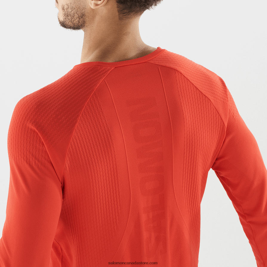 Men\'s Long Sleeve T-Shirt - Sense Aero Seamless Salomon Fiery Red X6B4FZ231