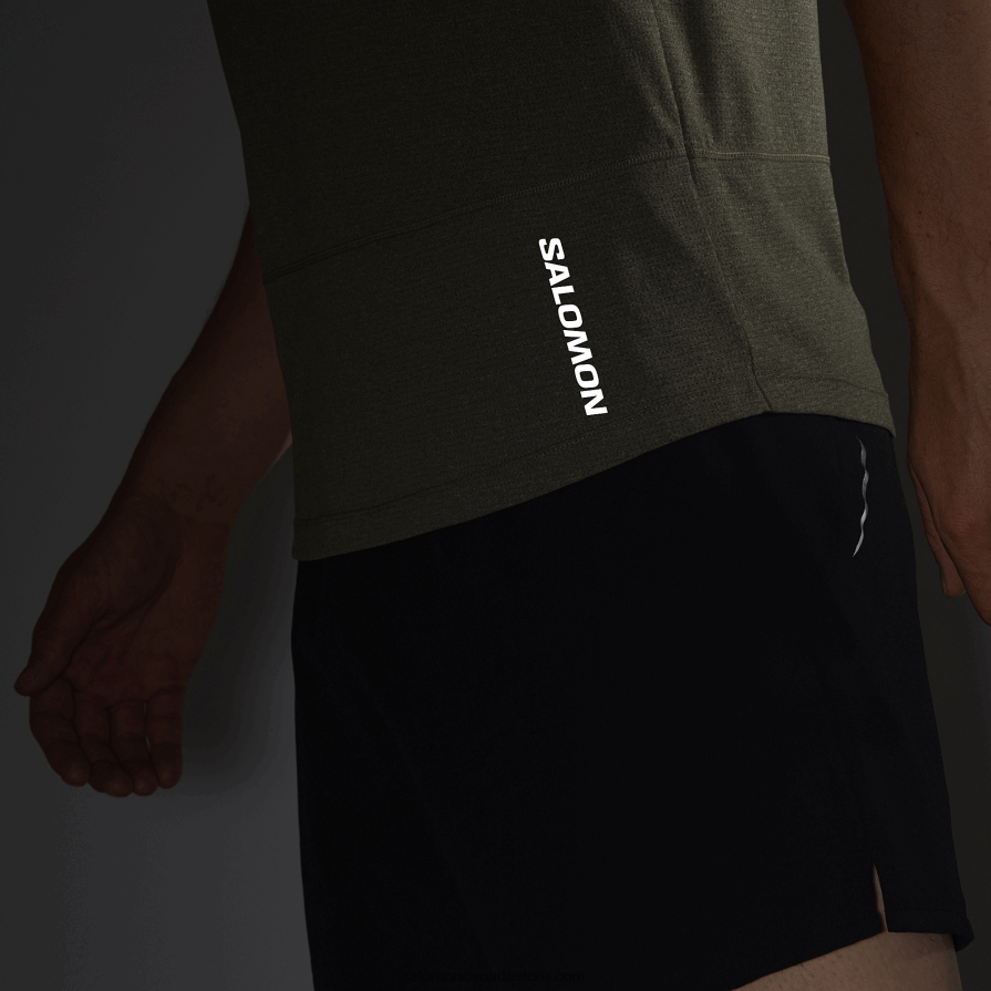 Men\'s Short Sleeve T-Shirt - Cross Run Salomon Grape Leaf/Heather X6B4FZ237