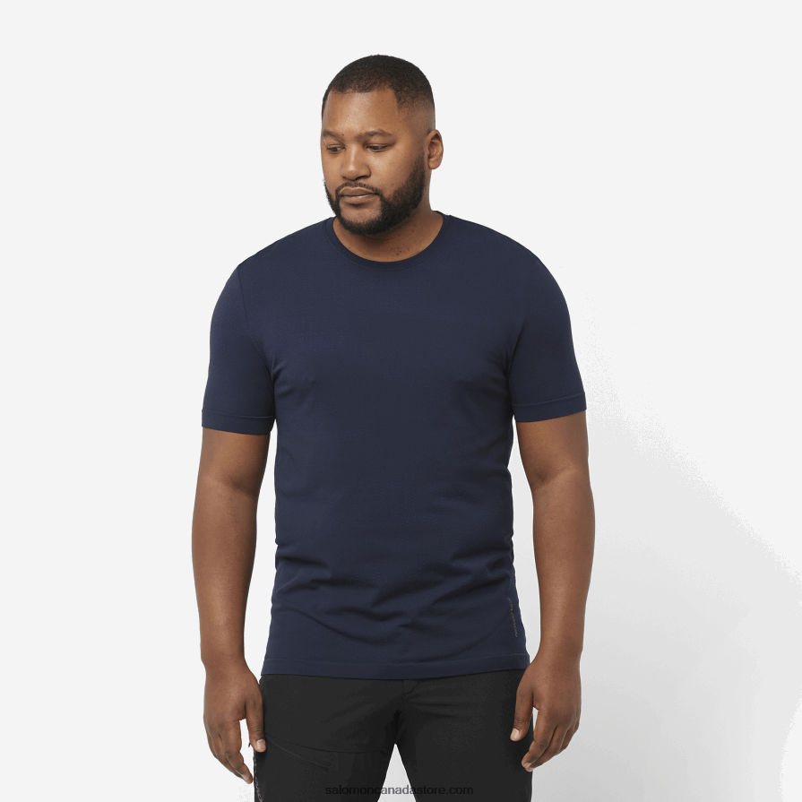 Men's Short Sleeve T-Shirt - Essential Seamless Salomon Navy Iris/Night Sky X6B4FZ244