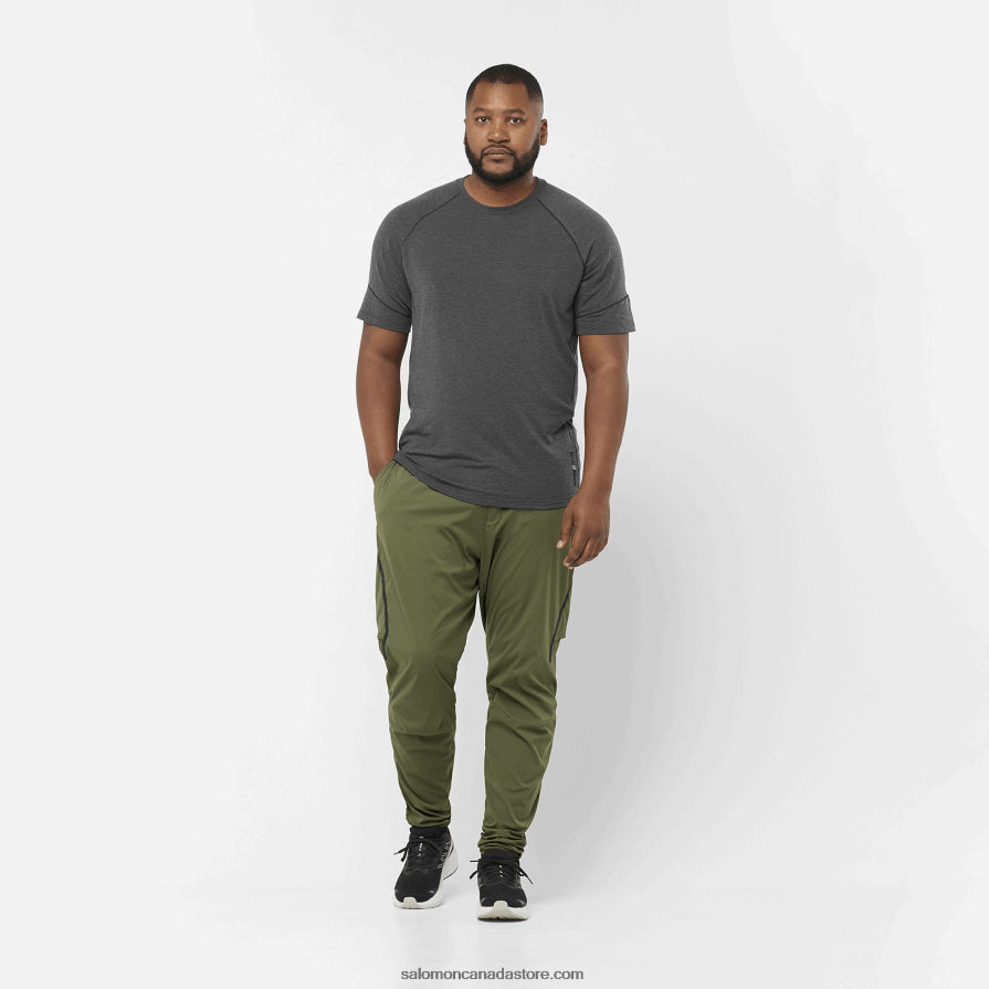 Men\'s Short Sleeve T-Shirt - Runlife Salomon Deep Black/Heather X6B4FZ1200