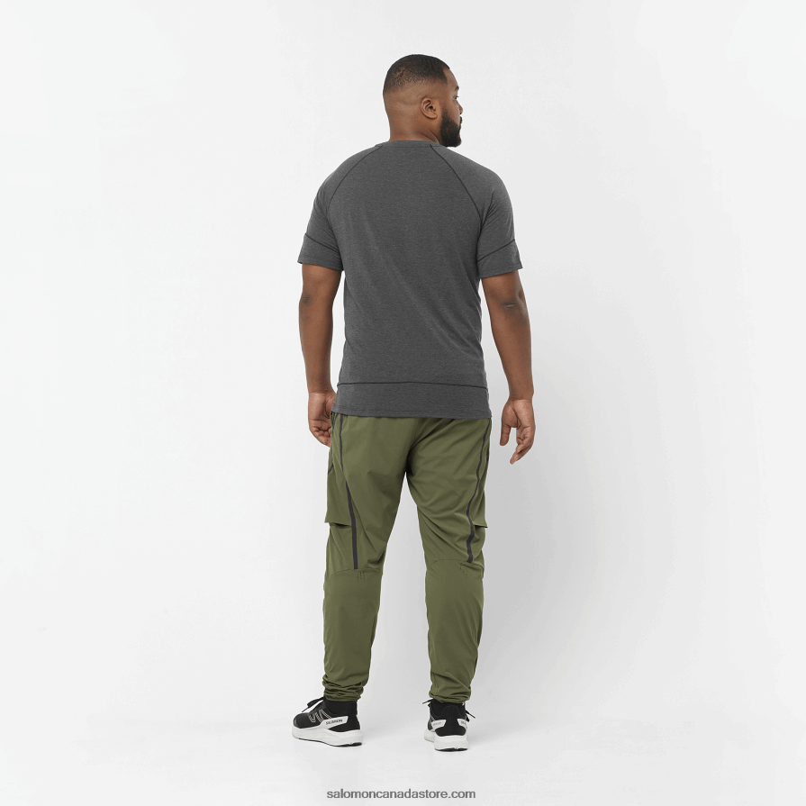 Men\'s Short Sleeve T-Shirt - Runlife Salomon Deep Black/Heather X6B4FZ1200