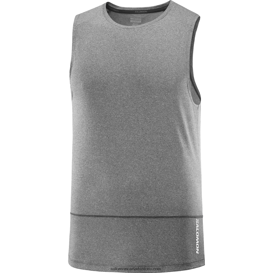 Men\'s Tank - Cross Run Salomon Deep Black/Heather X6B4FZ229